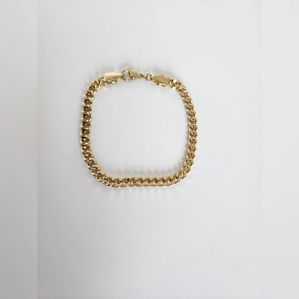 14K Gold Plated Cuban Link Bracelet | Unisex Chain Bracelet | Minimal Gold Chain